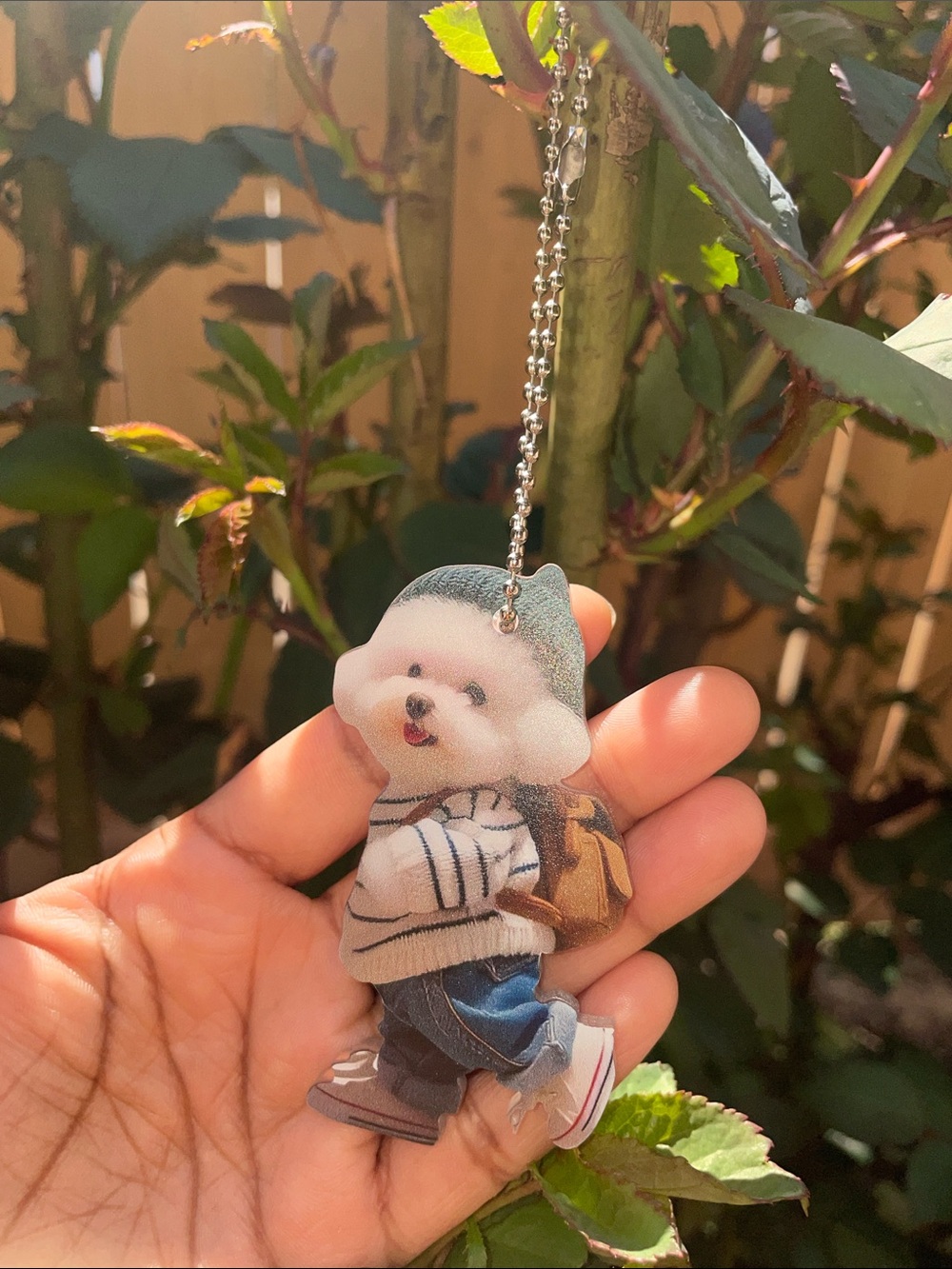 Cute Dog Character Keychain - White, Green, Blue